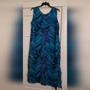 Avenue Blue and Violet Rayon Sleeveless Dress